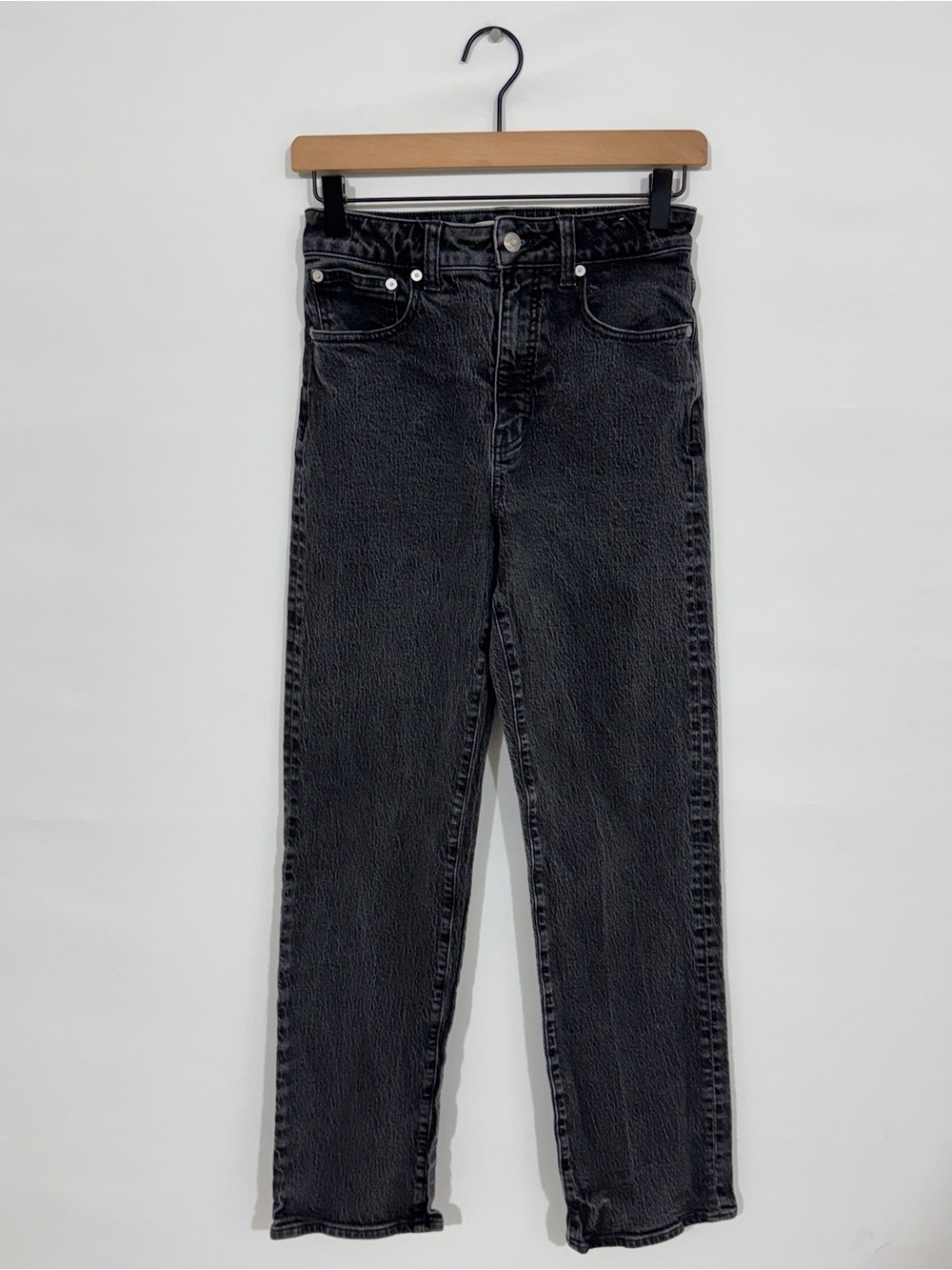 WJ526 {Madewell} "Curvy 90s Straight" Black High Rise Denim Jeans